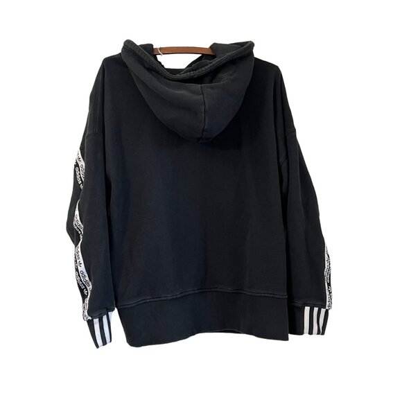 Adidas Mens Black Logo Trefoil Stripe Pullover Hoodie Sweater Size Medium - Picture 4 of 5